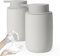 Autumnlife Set di 2 dispenser per sapone in schiuma, colore grigio opaco, con grande pompa ed etichetta, in ceramica, adatto per cucina, bagno, piano di lavoro, 350 ml
