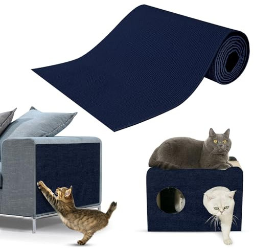 NEUFOOD Kratzmatte Katze Selbstklebend,Kratzfestes Sofa kratzmatte Katze,Selbstklebend Kratzteppich Katze Wand,Wiederverwendbar kratzteppich Katze,DIY Kratzmatte Katze 30 * 100cm(blau)