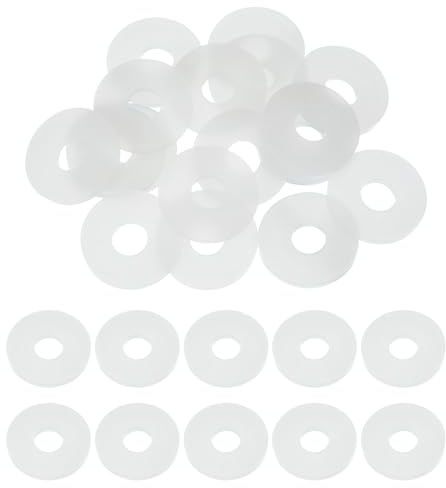 sourcing map Lot de 20 rondelles plates M7 en silicone - 7 mm x 20 mm x 2 mm d'épaisseur - Œillets unis en plastique - Pour tuyau d'eau, blanc