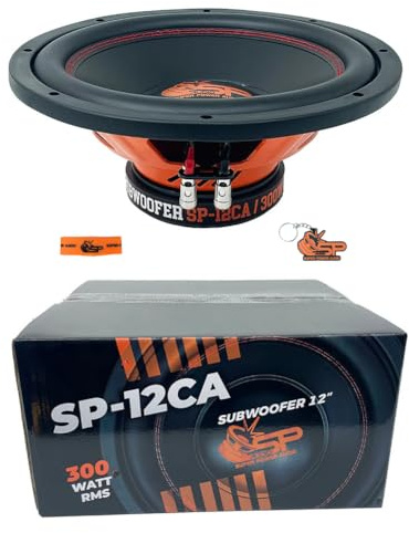 Kit Set para SP Audio SP-12CA, 1 subwoofer de 30 cm, 300 mm 12 de diámetro, 300 vatios RMS, 600 vatios máx., 4 ohmios, 92,1 dB SPL, Bobina móvil Simple, para Coche, 1 Unidad + Accesorios gratui