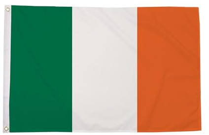 Flagmax Bandera de Irlanda de 90 cm x 60 cm, bandera duradera con ojales para uso en exteriores e interiores, bandera para el hogar, oficina o eventos