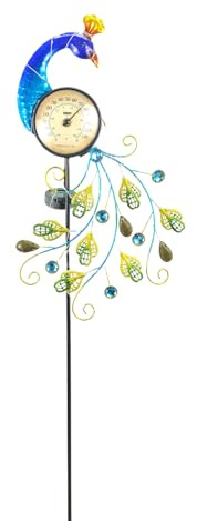 Byeaon Lampada solare, da giardino per esterni a luce solare a LED, luci di 'illuminazione del percorso, metallo + acrilico, luci paesaggistiche a led decorative impermeabili con display a temp