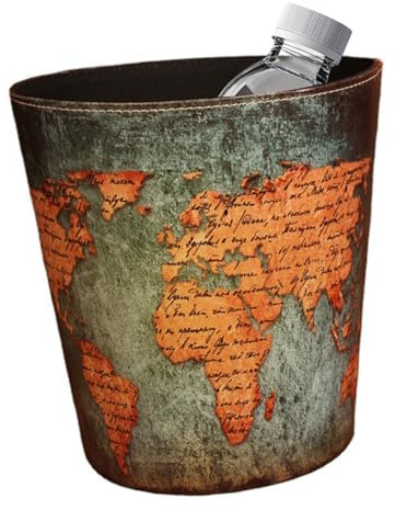 TOYZFRIENDY Poubelle Ménagère Vintage Ronde Sans Couvercle, Seau à Déchets En Matériau Écologique, Capacité Élevée, Design Rétro Pour Usage Domestique, Poubelle Créative Pour Chambre Et Bureau