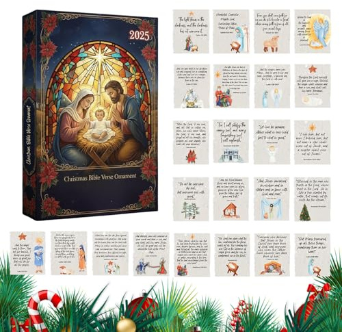 Christmas Scented Candles Advent Calendar - Paper 26 x 18 x 3 cm | Pendant Nativity Verse Keepsakes, 24-Day Countdown Calendar for Children, Adults and Teenagers | Ideal for Holidays, Thanksgiving