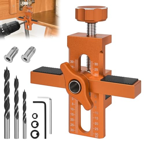 Trendecor Schranktür Installationspositionierer Set, Einstellbare Bohrschablone mit 3 Bohrern und Bohrhilfe für Exakte Bohrungen und Schnellmontage on Schranktüren aller Art