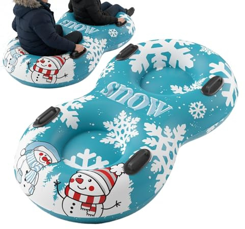 Aufblasbarer Schneereifen Für Erwachsene, 2-Personen Aufblasbarer Schneeschlitten Rodel Mit Griffen Für Outdoor Winter Spiel, Abenteuersport