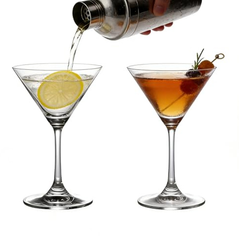 MRDLKNX Set of 2 Martini Glasses, 200ml Clear Cocktail Glasses, Premium Borosilicate Glass, Heat & Cold Resistant, Elegant Glassware for Home Bar, Party, Wedding & Cocktails