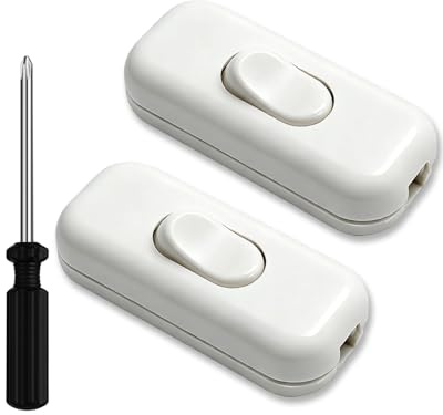 DAFNE Interruptor bipolar, paquete de 2, interruptor de 250 V, reemplazo de interruptor de enchufe directo, adecuado para cables redondos o planos de 1 a 3 núcleos, para usar en lámparas, blanco