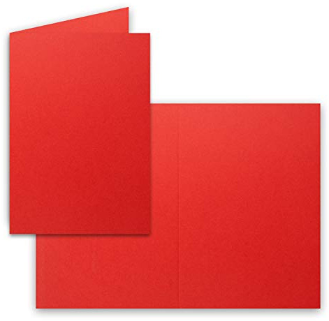 50x Falt-Karten DIN A6 in Rot - Blanko - Doppel-Karten - 220 g/m²