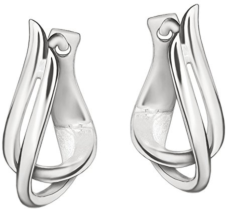 Clever Jewellery Silver Hoop Earrings 12 x 16 mm Double Curved Bow Elegant with Folding Hinge Sterling Silver 925