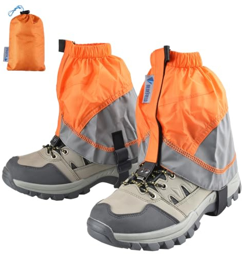 Azarxis damasker låga genatorer snö ankel damasker för utomhus vandring promenader backpacking kvinnor män lätt vattentät justerbar sandsäker (orange)
