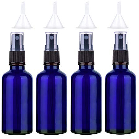 Sookg 4×100ml Sprühflasche Glas Leer，Es hat eine Zerstäubungsfunktion und eine anti-ultraviolette Wirkung，für Ätherische Öle，Parfums，Festiger (Blau)