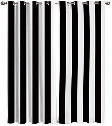 YJRXSS vorhänge Schwarz-Weiß-Streifen W 280 X L 250 cm Vorhänge Mit Ösen, 2Er Set Verdunkelungs vorhänge Kinderzimmer, Dekorative Für Wohnzimmer Schlafzimmer Küche