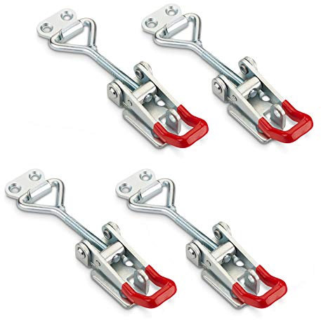 Set de 4 JUNKER Fermeture à Levier Loquet à Bascule M6 (Force de retenue 220 kg, verrouillable) acier galvanisé serrure de caisse réglable