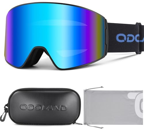 Odoland Lunettes de Ski pour Homme Femme Adolescent, Masque Ski de Snowboard Cylindriques pour Adulte, Lunettes de Protection Compatibale de Casque de Ski, pour Ski Snowboard Motoneige Sports d'Hiver