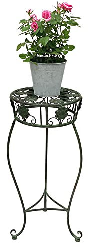 DanDiBo Sgabello per fiori in metallo, verde, rotondo, 60 cm, 96008 M, colonna di fiori, moderno, supporto per piante, stile vintage