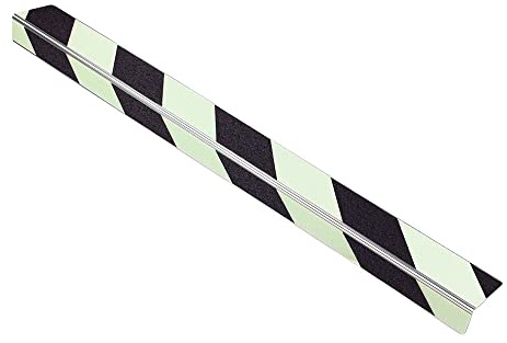AnTina TAPES® Treppenkantenprofil Thin Line 5x80cm, nachleuchtend/schwarz | selbstklebend oder schraubbar, Antirutsch, Alu-Träger mit Antirutschbeschichtung· zertifizierte Rutschhemmung, robust