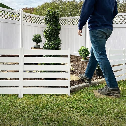 26in H x 24in W (3 Panels) No Dig Zippity Maui Fence Kit, White Vinyl Fence Panel, Temporary Outdoor Border for Garden, Easy Install DIY Fence for Backyard, Patio, & Deck, White Garden Fence, ZP19065