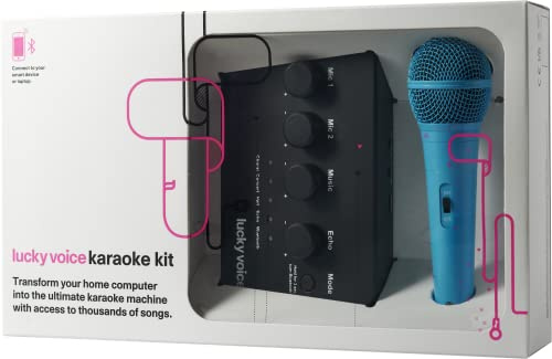 Lucky Voice 2.0 2022 Karaoke-Maschine & Mikrofon für Erwachsene & Kinder – Blau – 10.000 Songs freier Zugang – Tragbares Karaoke-Kit: Anschluss an Telefon, Tablet, Laptop