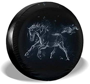 Generic White Fire Horse Universal Tire Cover, 14 Inch, Waterproof, Dust-proof, UV Sun Tire Cover, Fit for RV SUV Trailer,Car Wheel Accessories Tyre Cover