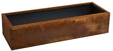 ESTEXO Beeteinfassung Beetumrandung Edelrost Hochbeet Rost Cortenstahl Umrandung Rahmen Pflanzbeet Pflanzkasten Blumenkasten (115x40x25 cm)
