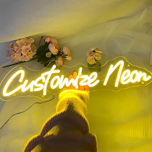 Personalisiert LED Leuchtschilder - Benutzerdefinierte Neonschilder für Wanddekoration Bar Geburtstag Hochzeit Party Schlafzimmer Logo Lichtzeichen Neonschild(Optionaler 25-120cm,1 - 3 Lines Text)