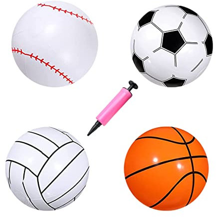 PIUMOJ Pallone da Spiaggia Gonfiabile, Palloncini da Gioco d'acqua, Gonfiabile Palloncini da Spiaggia Palloncini da Calcio, Pallavolo, Pallacanestro, Baseball, Palloncini da Piscina per le feste
