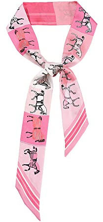 JERLA Maulbeerseide-Schal, Rosa, Cartoon-Muster, Vielseitig, Hochwertig, Damen, Frauen, Schal, 125 x 6 cm