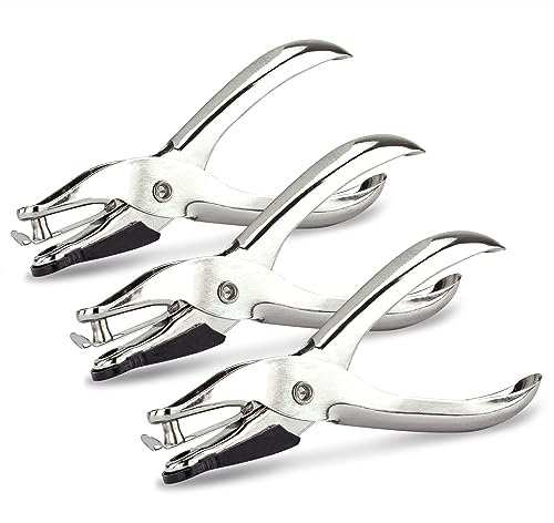 Rapesco 1739 Confezione Business: 3 x Perforatrice di Carta a Foro Singolo Modello 25, Capacità 10 fogli, Argento