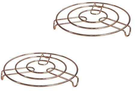 PNJB Hot Pan Pot Stands - Stainless Steel Copper Chrome Round Trivet Holder Kitchen, Table Ring, Kitchen Heat Resistant Hot Pan Round Steamer Rack, (2PCS)