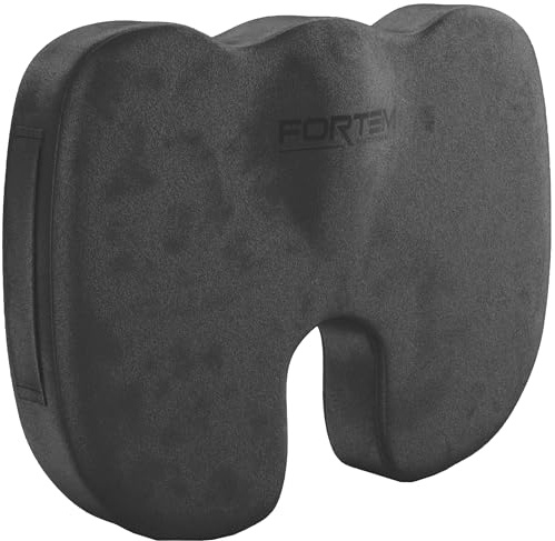 FORTEM Sittdyna för Kontorsstol, Sittdyna i Memory Foam, Halkfri Kudde för Gaming, Sittkudde för Bilstol, Datorstolsdyna, Tvättbart överdrag