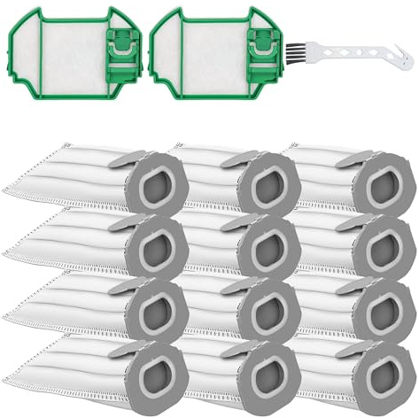 Arcets Kit de 12 bolsas de microfibra compatibles con Folletto VK7S VK7 FP7S FP7-12 bolsas aspiradora + 2 filtros motor