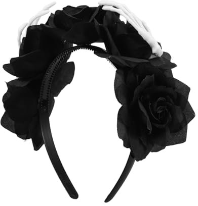 VALICLUD Halloween-stirnband für Damen Skelett-blumen-design Künstliche Rose Haar-accessoire