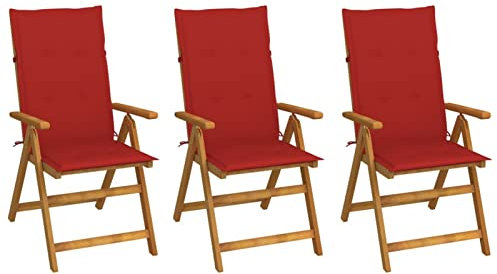 qohoio Klappbare Gartenstühle 3 STK. mit Auflagen TerrassenstüHle CampingstüHle Set Klappbar StüHle FüR DraußEn BalkonstüHle Massivholz Akazie - 3064095