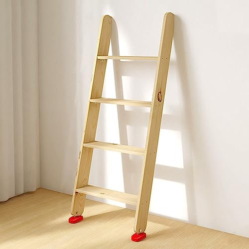 Scaletta per Letto a Castello a 3/4/5 Gradini, Scaletta per Letto a Castello Doppia in Legno Massello con Poggiapiedi in Gomma Antiscivolo, Scaletta Decorativa per Letto Resistente per Dormi