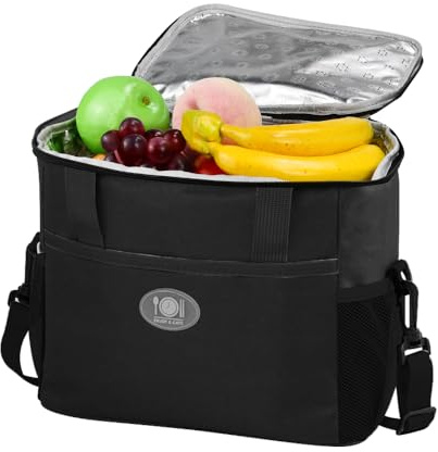 XRPRPX Bolsa Térmica Porta Alimento de 16L, Bolsas Térmica Porta Comida para Trabajo Picnic Viaje Nevera de Tela Oxford Impermeable con Forro de Papel de Aluminio con Asas y Correa de Hombro