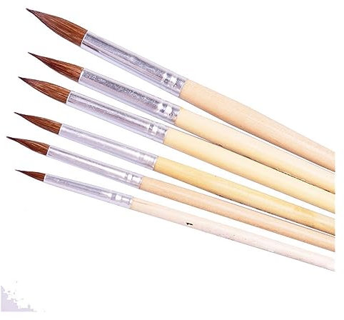 MOKLYF 6 Teile/Satz Rundkopf Kurze Holzstabpinsel Aquarellpinsel Malstift Acryl Ölgemälde Pinsel Künstlerbedarf(