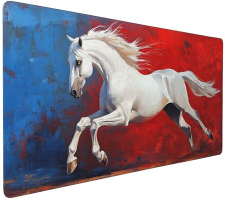Gaming Mauspad XXL Rot Mousepad 1000x500x4mm Pferd Verlängertes Mauspad Schreibtischauflage,Genähte Kanten Mauspad,Verbessert Präzision und Geschwindigkeit Wasserdicht Geeignet für Büro und Spiele