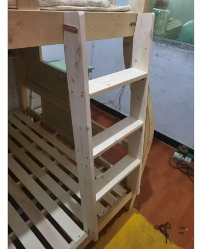 Etagenleiter aus Holz mit Montagehalterungen, robuste Dachbodenleiter für Wohnbett, 10 cm breite Sprossen, Bibliotheksleiter (115 cm hoch)
