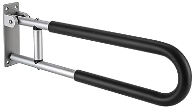 TkkMivcOC Folding Toilet Grab Bar, Safety Handles for Bathroom, Wall Mount Handrails, Non-Slip Toilet Handles, Hand Rail for Seniors Pregnant, Women,Disabled People, Black