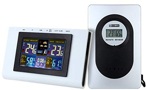 Reloj de estación meteorológica inalámbrica, sensor interior/exterior, termómetro e higrómetro digital, reloj meteorológico, electrónica de estación meteorológica, despertador con función de repe