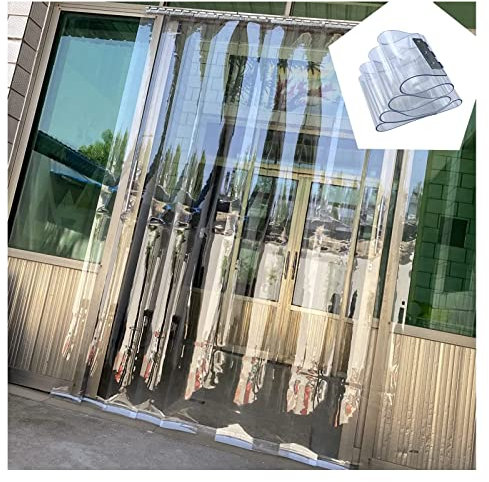 Transparenter PVC-Türvorhang Kit Vinyl-Streifenvorhang, PVC-Streifentür, durchsichtige Kunststoffstreifen, 1,2 mm, Industrie-Streifenvorhang, Gefriervorhänge für Garage, Terrasse