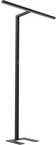 Oktaplex Lund Büro Stehleuchte dimmbar mit Sensor Schwarz Stehlampe | Tageslicht- & Präsenzsensor, Touch-Panel, 10800lm, UGR<11, 2700-5700K, blendarm, 197cm