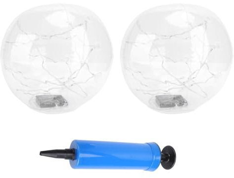 Mumusuki 2 Stück Schwimmende Poollichter, Solarbetrieben, 35,5 cm, Transparente, Aufblasbare, Im Dunkeln Leuchtende Bälle, IP68, wasserdichte Solar-Poollichter für Pool, Strand,