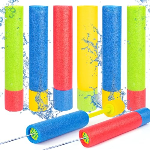 6pcs Foam Water Blaster, Colorful Water Pistols, Super Soaker Foam Guns | 30*5cm Multicolor Foam Water Guns for Kids & Adults, Outdoor Pool, Beach and Garden Summer Toys