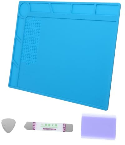 Veemoon 1 Set Soldering Workbench Mat Insulated Heat Resistant Pad for Computer and Phone Repairs Multi Functional Protective Soldering Surface with Screw Slots