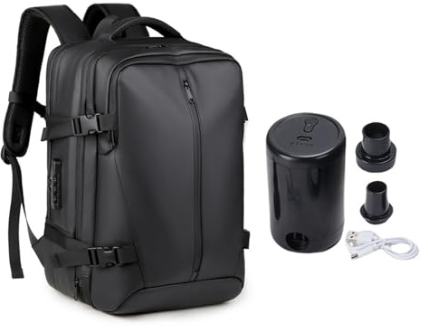 Phefop Vacuum Backpack, Large Capacity Laptop Travel Bag with Expansion Design, Breathable Shoulder Straps, Combination Lock, for College, Business, Men and Women