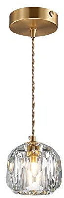 Creative Personality Imitation Crystal Glass Pendant Lamp, Single-Head Chaner with G9 Light Source, Ceiling Lighting Fixtures for Living Room and Bedroom Decoration