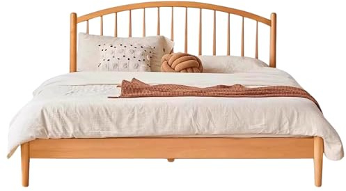 GVAwood European Beech, Poplar Solid Wood Bed (120x200cm) (47.2x78.7 inch) / Natural Wood Color Beech Bed