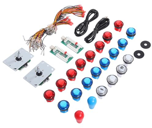PUSOKEI Spiel-Joystick-Set, Strenges Design, USB-Computerchip, Bedienfeld für/PC, Gamepad-Taste mit Licht für Gamer, Kunststoff, Wie Abgebildet